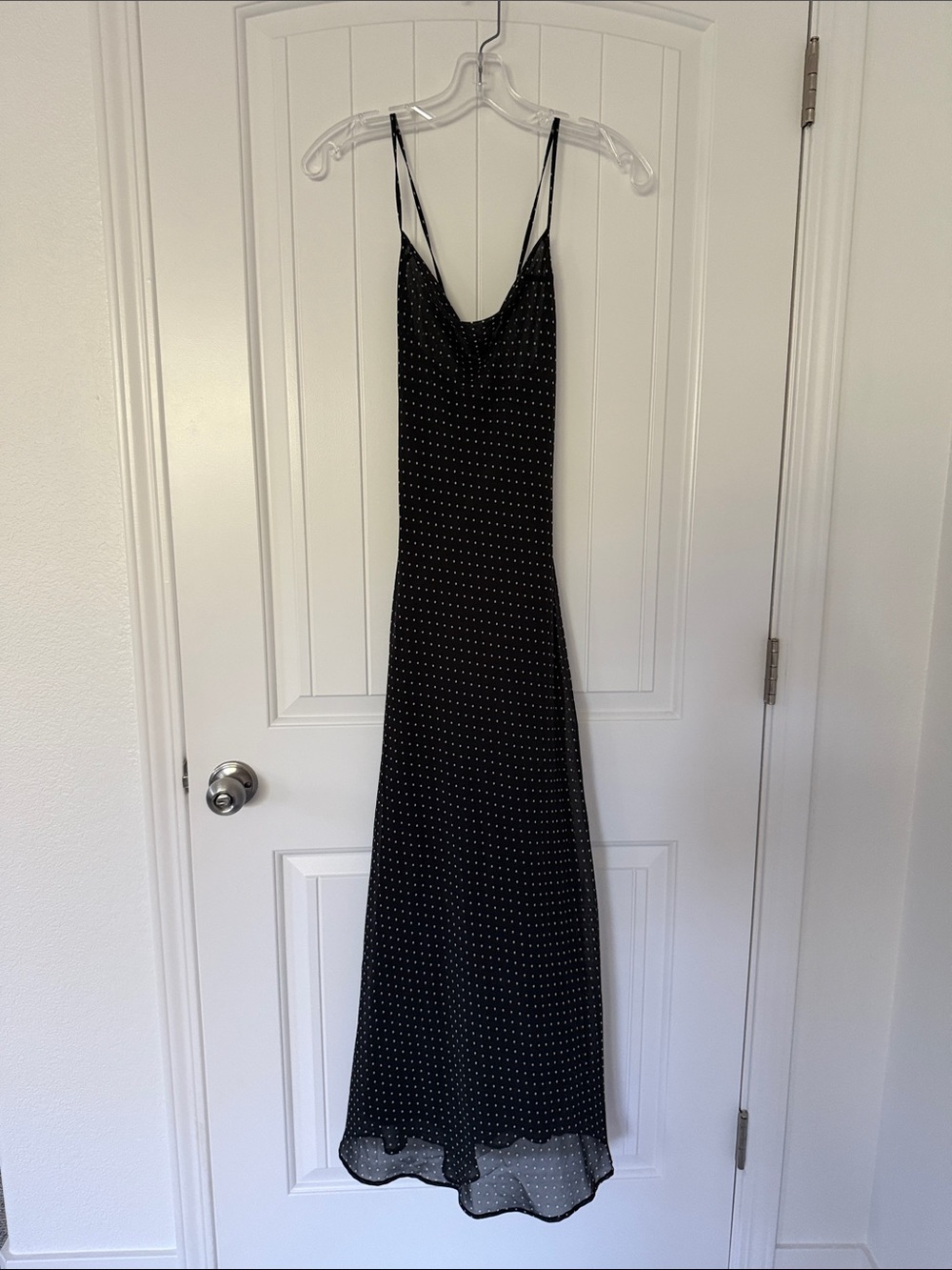 Bershka Black Polka Dot Slip Dress with Spaghetti Straps